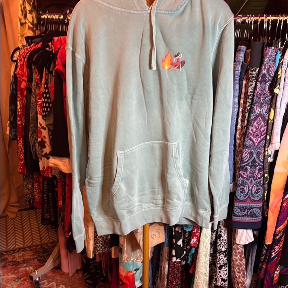 Mint Green Hoodie Sweater with Textured Design